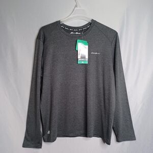 Eddie Bauer Shirt Mens XL Gray Brushed Long Sleeve FreeDry Motion Crewneck